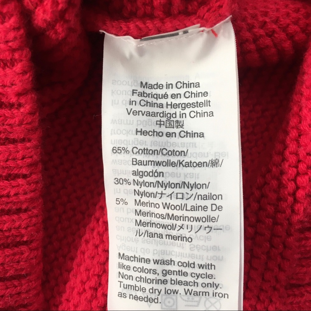 J Crew | Red Thick Wool Blend Ribbed Sweater L - Picture 7 of 8